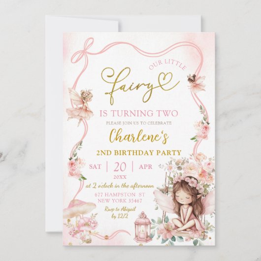 Fairy 2e Verjaardag Uitnodiging (Voorkant)