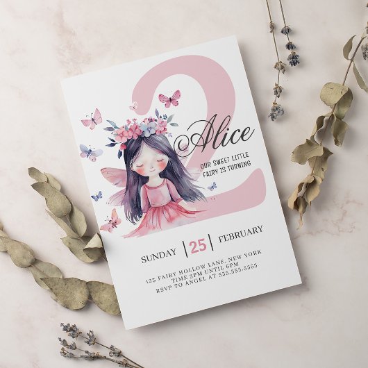 Fairy 2nd Birthday Forest Waterverf Kaart