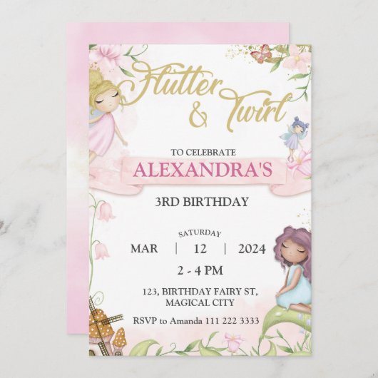 Fairy 3e 4e 5e 6e 7e 8e Verjaardagspaddenstoel Kaart (Voorkant / Achterkant)