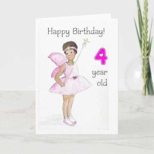 Fairy 4th Birthday Kaart (Voorkant)
