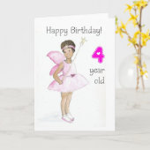 Fairy 4th Birthday Kaart (Gele Bloem)