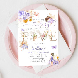 Fairy 5th Birthday Party Invitation Kaart