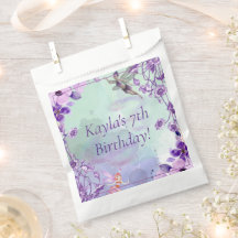 Fairy 7e verjaardag Waterverf Paarse Monogram Naam