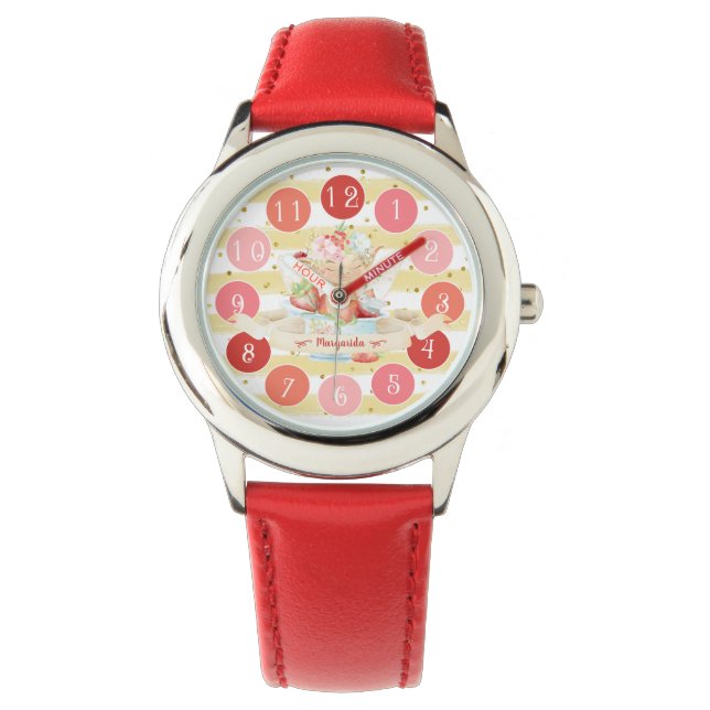 Fairy aardbery Cute Girl Gift Delicate Baby Horloge (Voorkant)