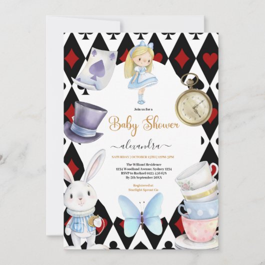 Fairy Alice in Wonderland Baby shower Kaart (Voorkant)