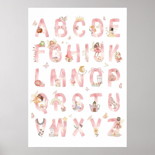 Fairy Alphabet ABC Poster Kids Room Decor (Voorkant)