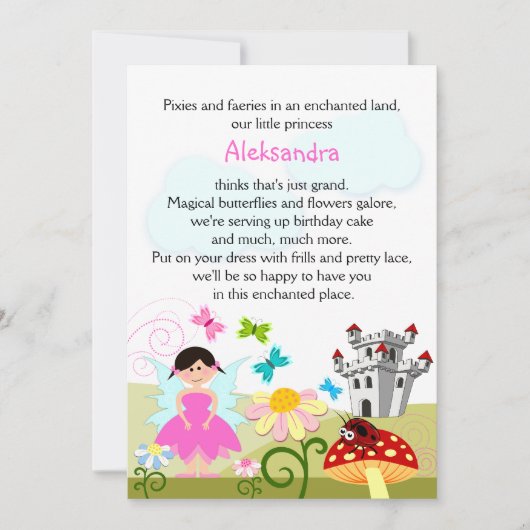 Fairy and Butterflies Birthday Party Kaart (Voorkant)