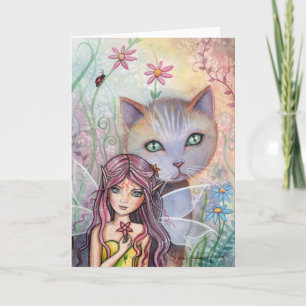 Fairy and Cat Wenskaart beroemd gemaakt door Molly Kaart