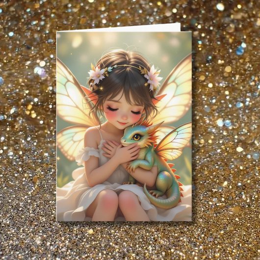 Fairy and Dragon Ethereal Girl's Birthday Kaart