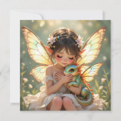 Fairy and Dragon Ethereal Girl's Color Me Birthday Kaart (Voorkant)