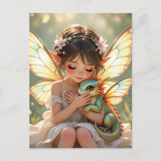 Fairy and Dragon | Keeping in Touch Briefkaart (Voorkant)