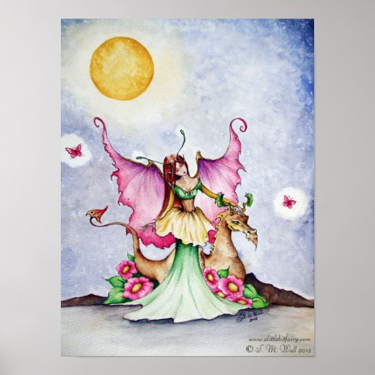 Fairy and Dragon Moonlight Friends & Butterflies Poster (Voorkant)