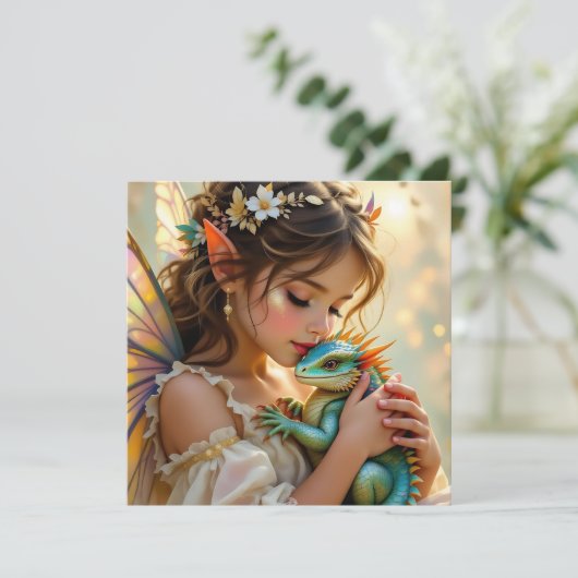 Fairy and Dragon Mystical Girl's   Kaart (Staand voorkant)