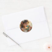 Fairy and Dragon Mystical Girl's   Ronde Sticker (Envelop)