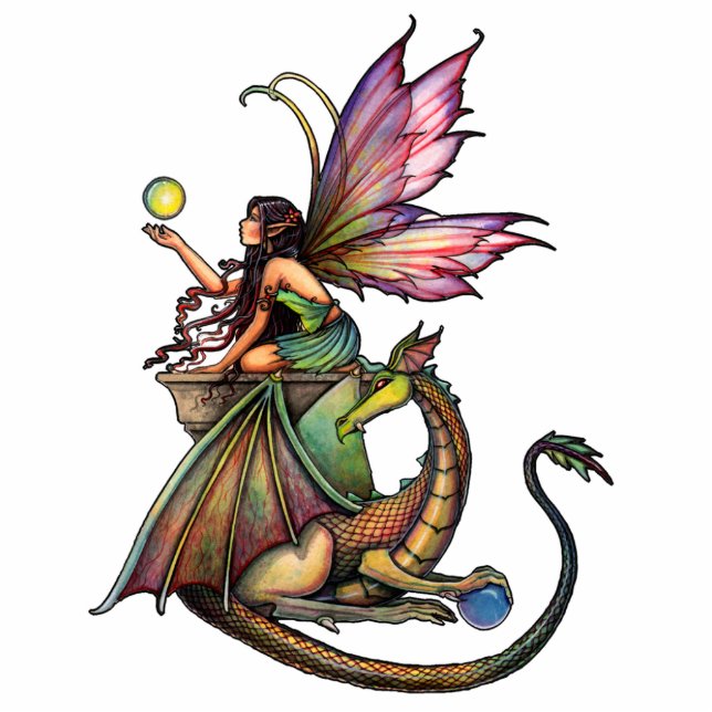 Fairy and Dragon Photo Sculpture Ornament Fotobeeldje Ornament (Voorkant)