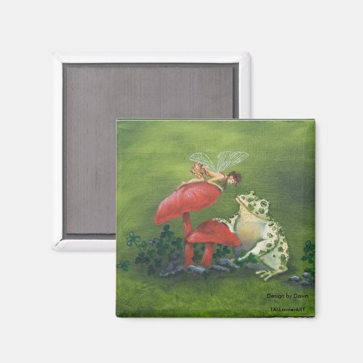"Fairy and Frog" vierkante magneet (Voorkant / Achterkant)