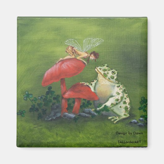 "Fairy and Frog" vierkante magneet (Voorkant)