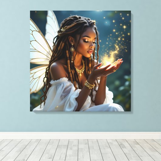 Fairy and Gold Dust Ethereal Mystical Canvas Afdruk (Insitu (Houten vloer))