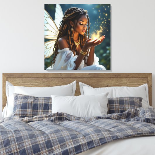 Fairy and Gold Dust Ethereal Mystical Canvas Afdruk (Insitu (Slaapkamer))