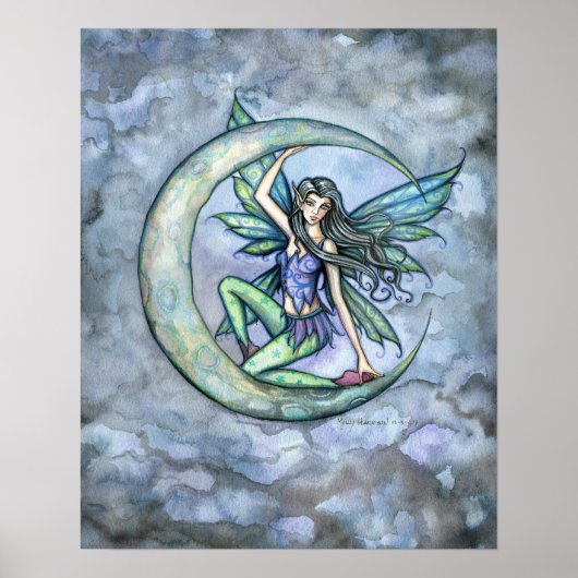 Fairy and Moon Fantasy Art Poster (Voorkant)