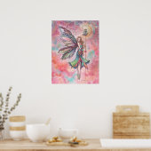 Fairy and Owl Fantasy Artwork van Molly Harrison Poster (Keuken)