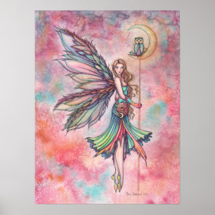 Fairy and Owl Fantasy Artwork van Molly Harrison Poster