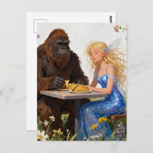 Fairy and Sasquatch Picnic Briefkaart (Voorkant / Achterkant)