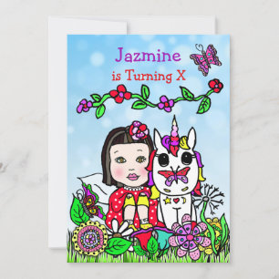 Fairy and Unicorn Birthday Invite Kaart