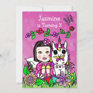 Fairy and Unicorn Birthday Invite Kaart