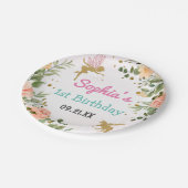 Fairy and Unicorn Floral Glitter 1st Birthday Papieren Bordje (Gekanteld)