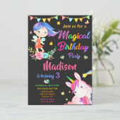 Fairy and Unicorn verjaardagsuitnodiging Magic par Kaart (Staand voorkant)