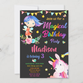 Fairy and Unicorn verjaardagsuitnodiging Magic par Kaart