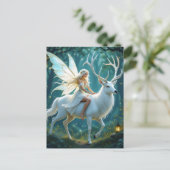 Fairy and White Deer Magical Forest Briefkaart (Staand voorkant)