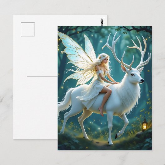 Fairy and White Deer Magical Forest Briefkaart (Voorkant / Achterkant)