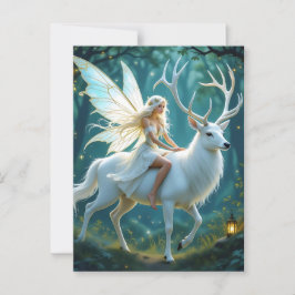Fairy and White Deer Magical Forest Briefkaart