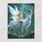 Fairy and White Deer Magical Forest Briefkaart (Voorkant)