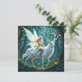 Fairy and White Deer Magical Forest Kaart (Staand voorkant)