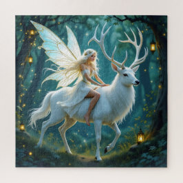 Fairy and White Deer Magical Forest Legpuzzel