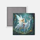Fairy and White Deer Magical Forest Magneet (Voorkant / Achterkant)