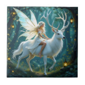 Fairy and White Deer Magical Forest Tegeltje (Voorkant)