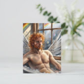Fairy Angel Man Rood Haar in het bubbelbad Briefkaart (Staand voorkant)