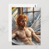Fairy Angel Man Rood Haar in het bubbelbad Briefkaart (Voorkant / Achterkant)
