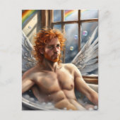 Fairy Angel Man Rood Haar in het bubbelbad Briefkaart (Voorkant)