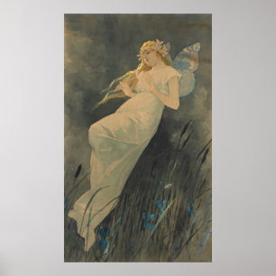  Fairy Art Nouveau Print, Retro Poster
