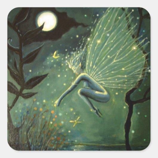 Fairy Art Square Stickers - "Crystal Water Sprite" (Voorkant)