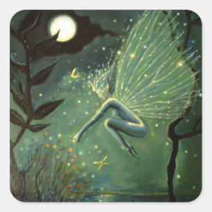 Fairy Art Square Stickers - "Crystal Water Sprite"