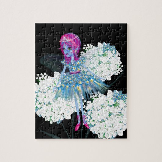 Fairy Art van LeahG Blauw roze zwart wit Legpuzzel (Verticaal)
