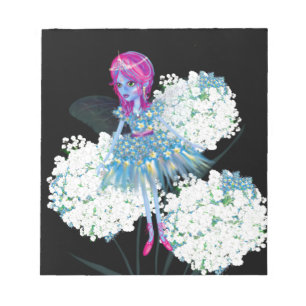 Fairy Art van LeahG Blauw roze zwart wit Notitieblok