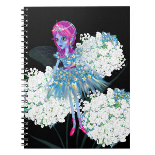 Fairy Art van LeahG Blauw roze zwart wit Notitieboek