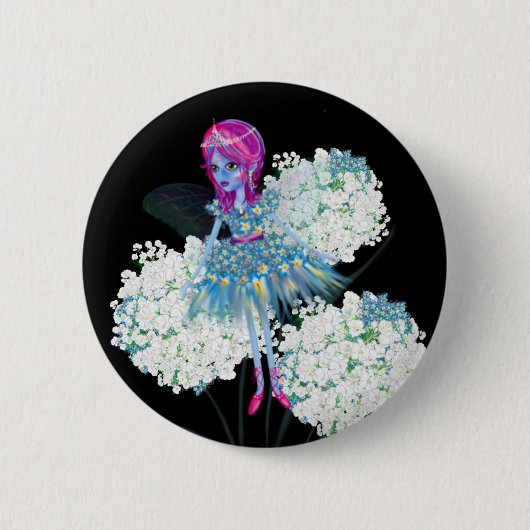 Fairy Art van LeahG Blauw roze zwart wit Ronde Button 5,7 Cm (Voorkant)
